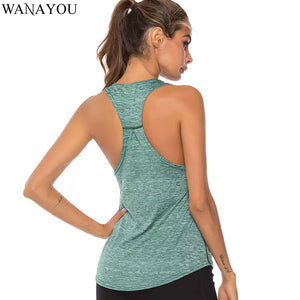 WANAYOU Sleeveless Racerback Yoga Vest Athletic Fitness Sport Tank Tops Gym Running Training Yoga Shirts Workout Tops for Women