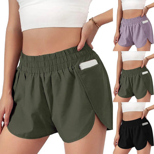 Elastic Workout High Waist Shorts Running Yoga Fake Women Athletic Shorts Quick Dry Fitness Breathable Shorts