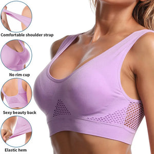 Seamless Mesh Women Sports Bras Fitness Gym Running Underwear Shockproof Bra Wireless 6XL Plus Size Crop Top Breathable Yoga Bra